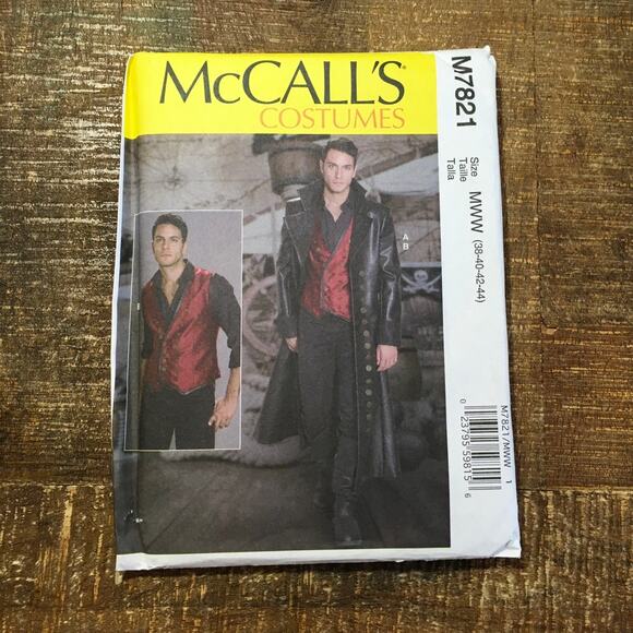 McCall's | Office | Mccalls Sewing Pattern M782 Mens Coat Vest Gothic ...